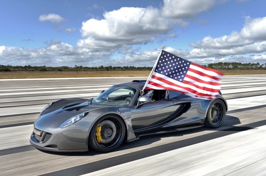 Hennessey Venom GT on a track