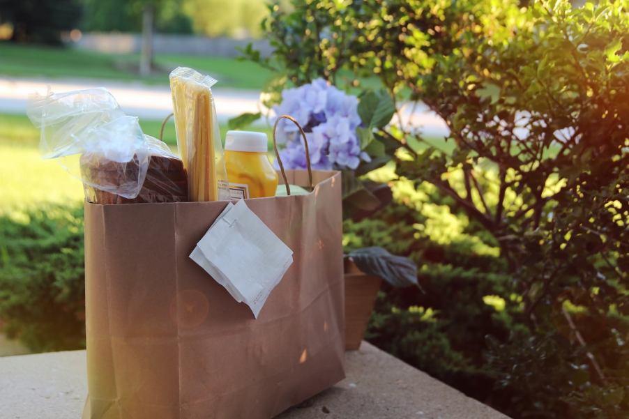 Bag of food donated to a person in need.