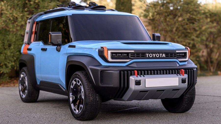 The Toyota FJ Cruiser EV Concept parked outdoors