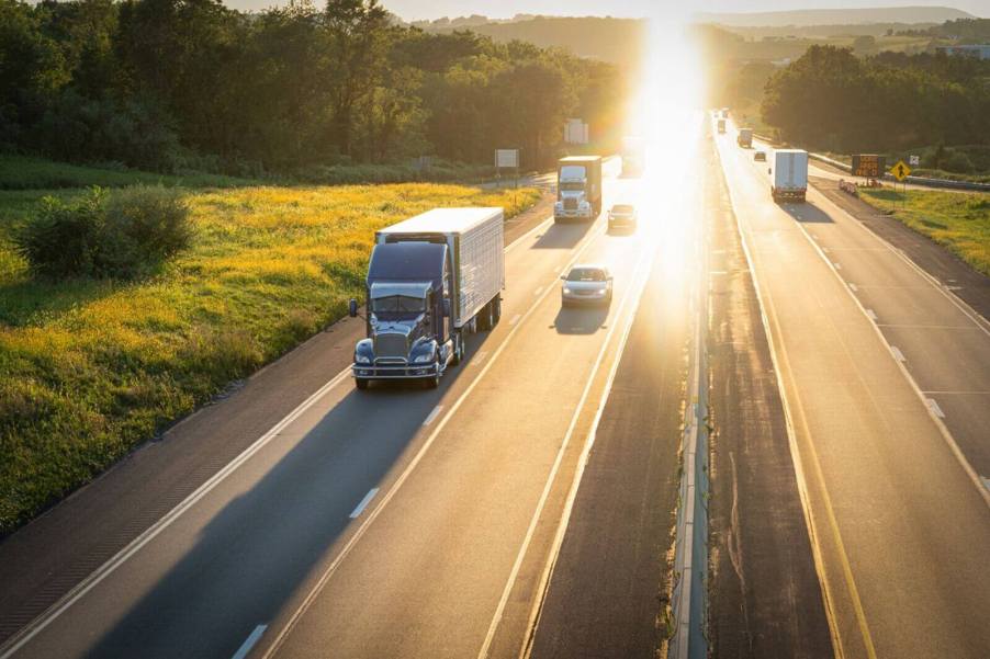 Drivers pass on the right and left on a two-lane highway in the United States.