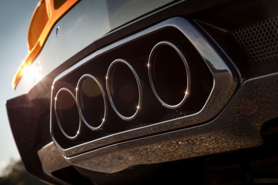 A set of tailpipes from the current Corvette range-topper, the Chevrolet Corvette Z06.