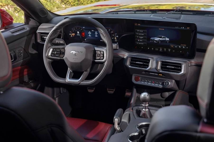 A 2024 Ford Mustang GT shows off its shifter for its Getrag MT82 manual transmission.