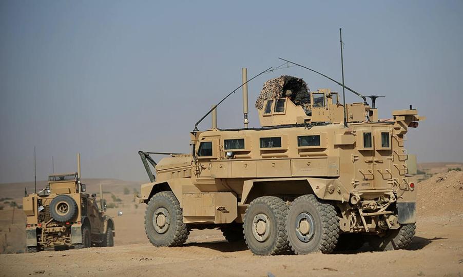 An MRAP in a convoy with 1st Bn 7th Marines in Sangin, Afghanistan.