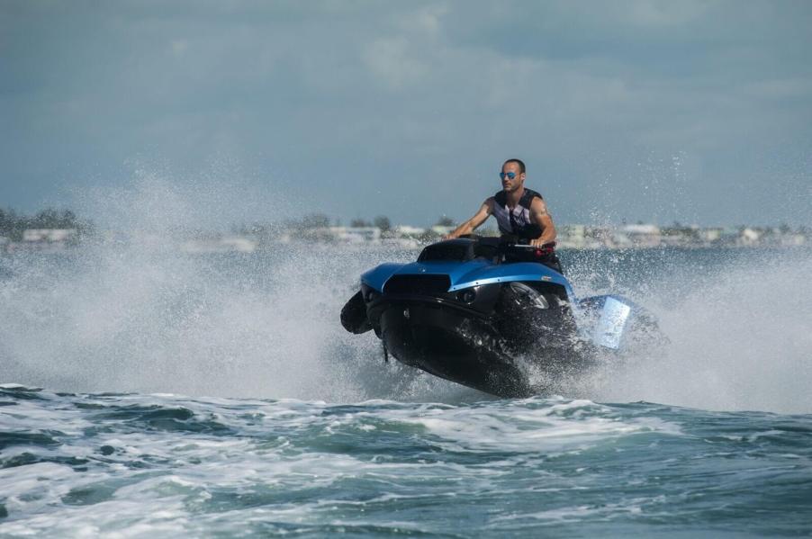 The Gibbs Quadski goes from small car to boat in five seconds.