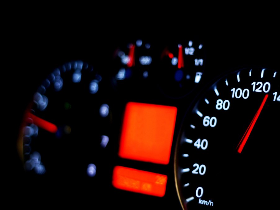 Dashboard speedometer of a car