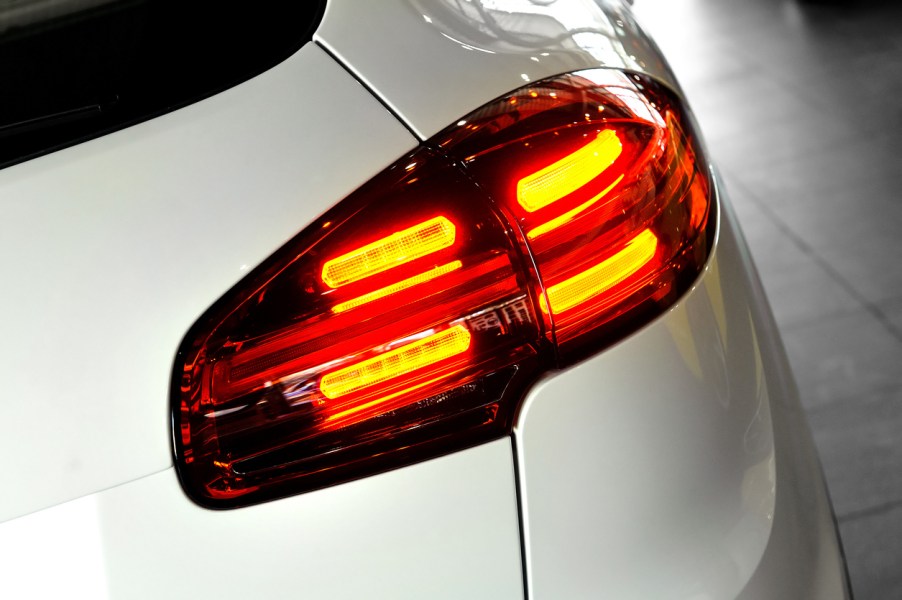 An illuminated car tail light