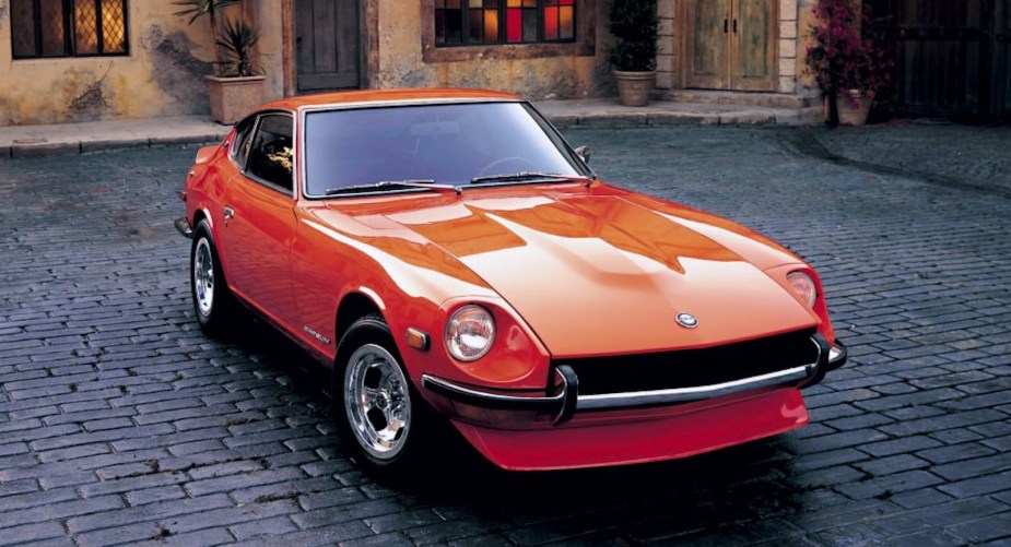 Orange classic Datsun sports coupe