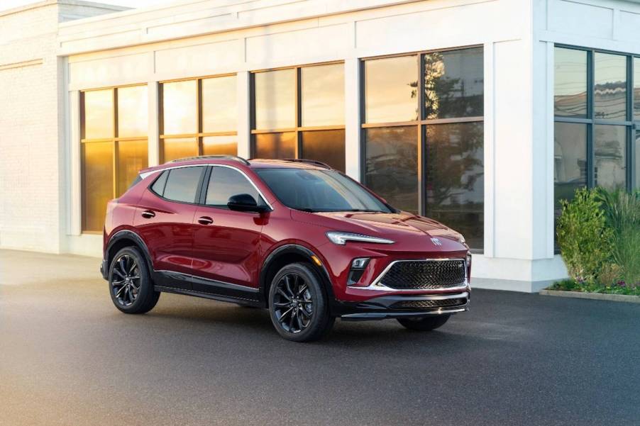 The 2024 Buick Encore parked near a home