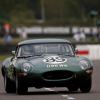 A 1963 Jaguar E-Type in British racing green at Goodwood.