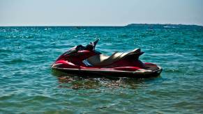 A jet ski is designed to resist sinking, like this one floating off-shore.