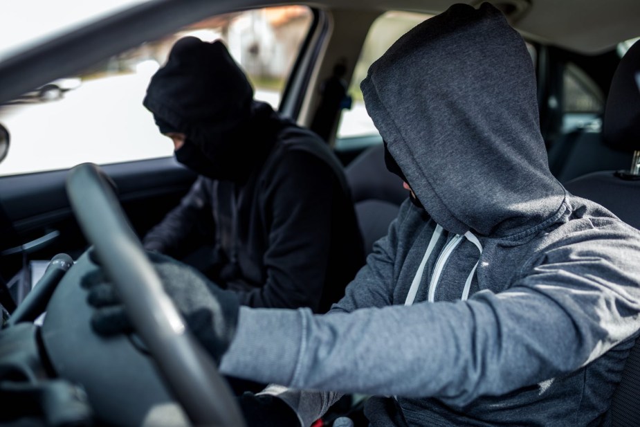 Two thieves drive off in highjacked car