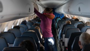 People boarding an airplane