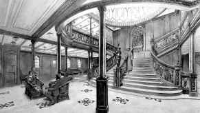 The grand stairwell of the RMS Titanic