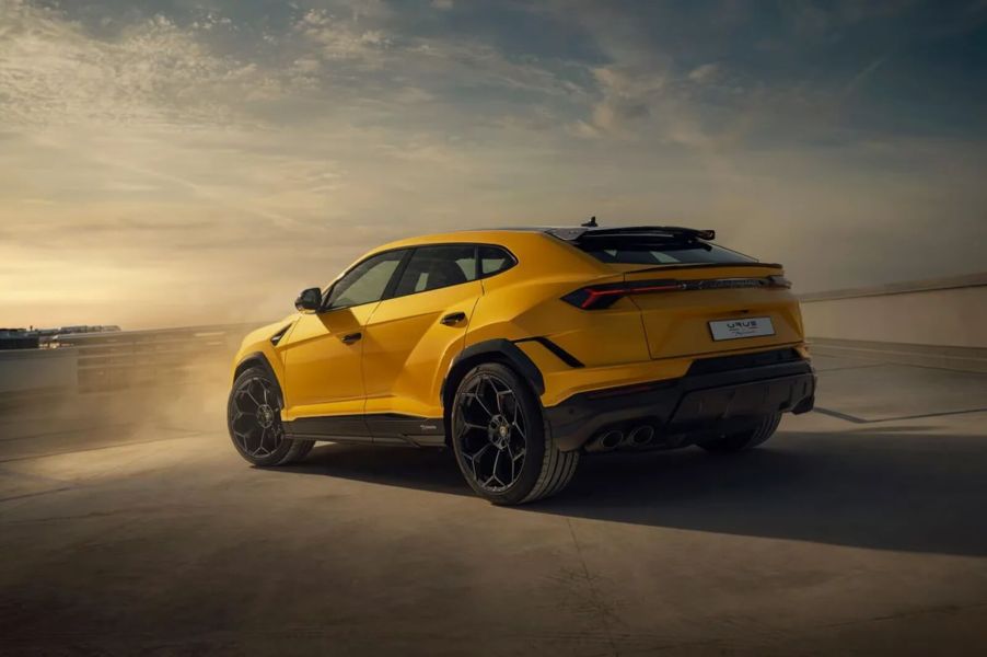 A 2022 Lamborghini Urus, like the one among the stolen cars seized in Baltimore, shows off its rear-end styling.