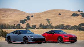 A set of Nissan Z models in the desert.