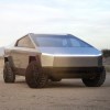 The Tesla Cybertruck parked in the desert