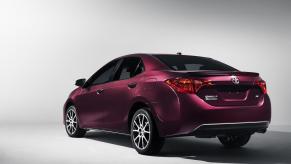 An 11th-generation Toyota Corolla sedan shows off its rear-end styling.