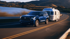 The 2024 Toyota Sequoia towing a trailer