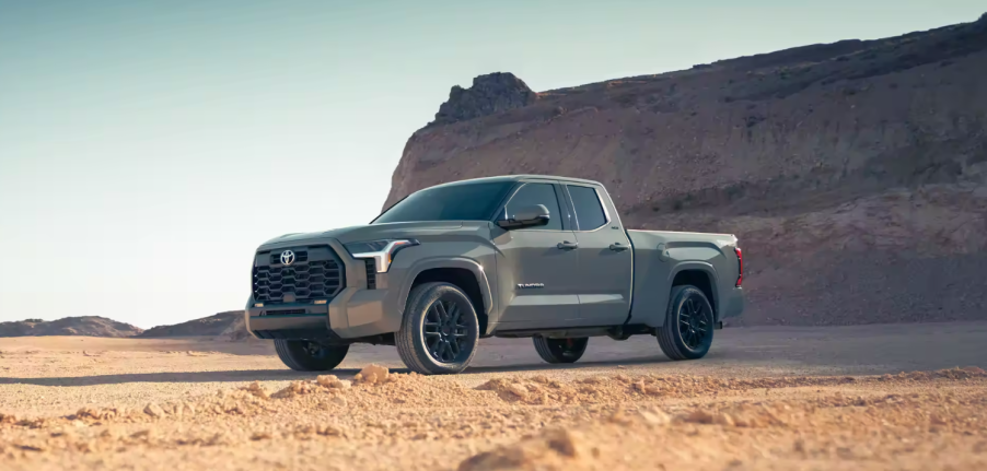 The 2024 Toyota Tundra off-roading in dirt