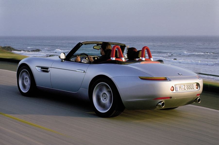 A BMW Z4 convertible, like the one Matthew Perry owned, drives up the coast.