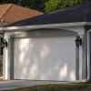 White garage door with grey and white exterior