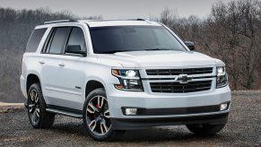 The 2020 Chevy Tahoe parked in gravel