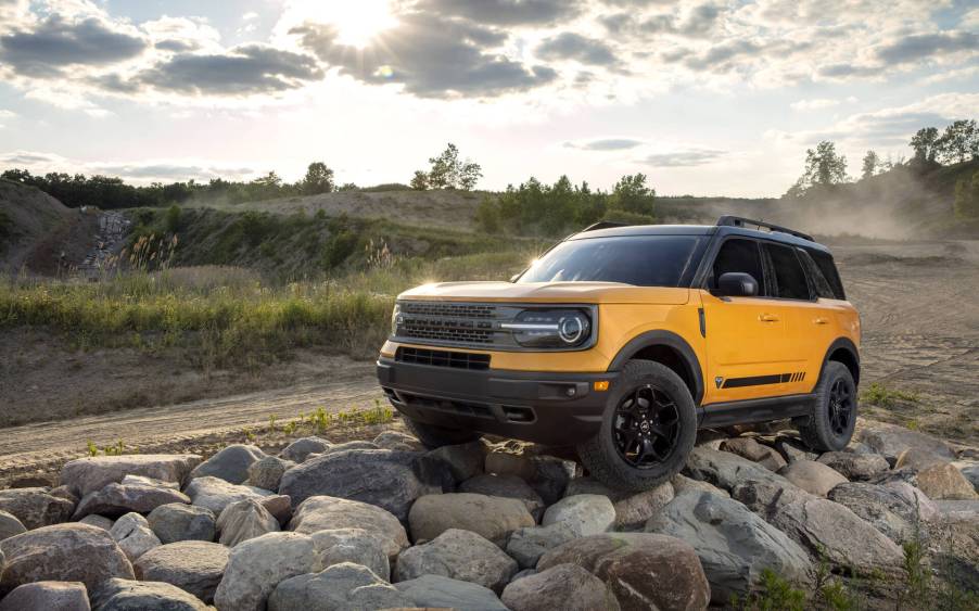 The 2024 Ford Bronco Sport climbing over rocks