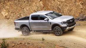 The 2024 Ford Ranger on a dirt road