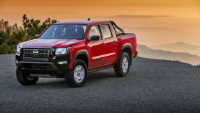 The 2024 Nissan Frontier parked on a mountain top