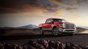 The 2024 Nissan Titan off-roading in the desert