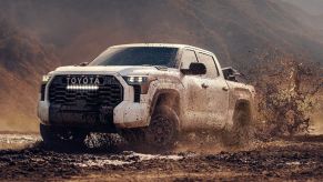 The 2025 Toyota Tundra kicking up mud