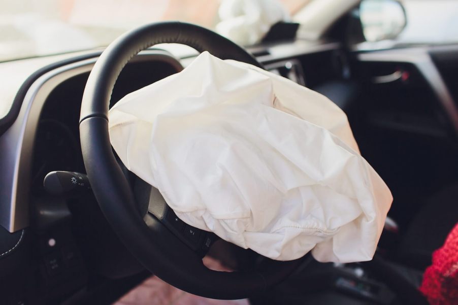 Car accessories like bedazzling on a steering wheel could be dangerous after an airbag deployment.