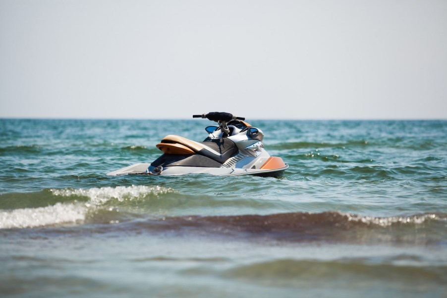 Jet ski in the water by a beach