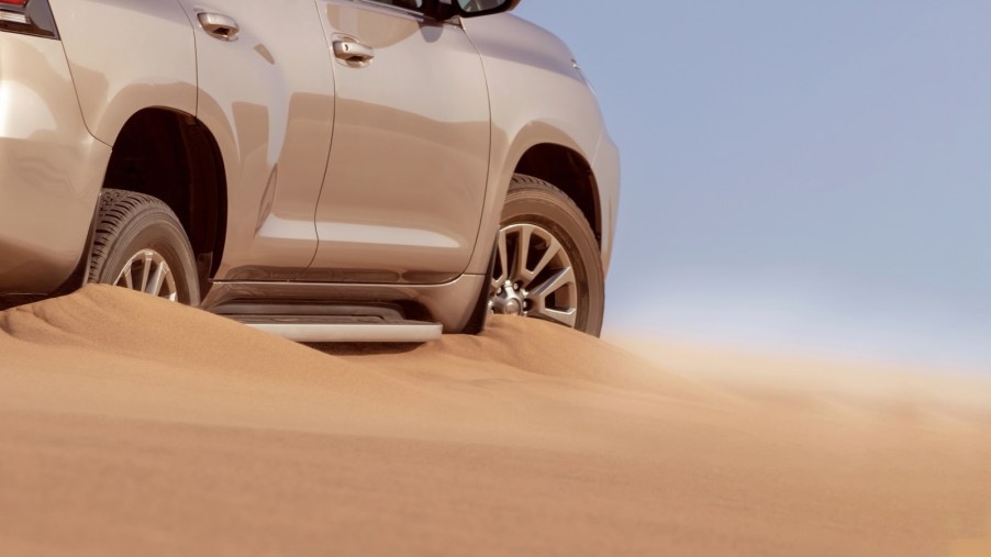 Toyota Land Cruiser SUV stuck in the dunes while off-roading in Australia