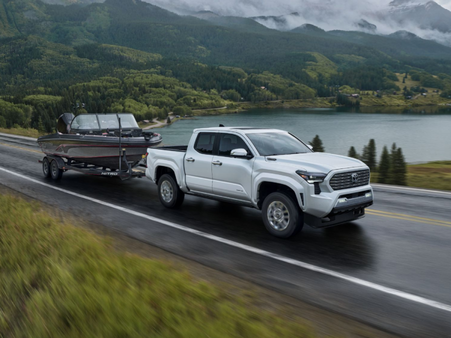 The 2024 Toyota Tacoma towing a boat