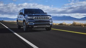 The 2025 Jeep Grand Wagoneer coming down the road