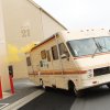 The Breaking Bad RV from the iconic "private domicile" police search scene driving through a studio lot