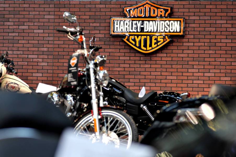 A Harley-Davidson Seventy-Two in a dealer.