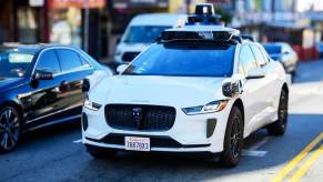 A Waymo Jaguar I-PACE on public streets.