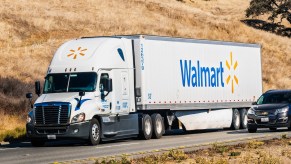 A Walmart semi-truck on the interstate