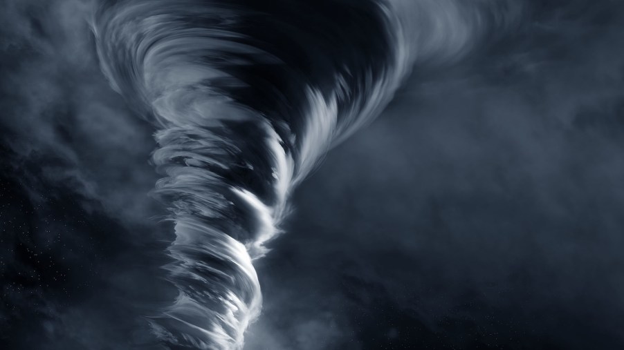 View of a waterspout hurricane tornado forming in the Florida keys