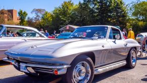 The side profile of a 1966 Chevrolet Corvette Stingray couple