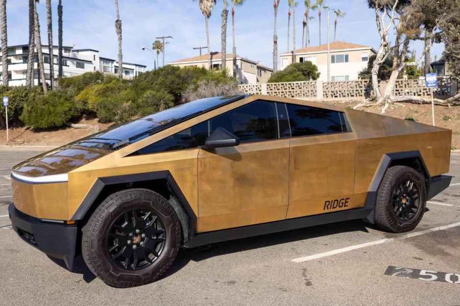 A gold plated Tesla Cybertruck sold on Cars & Bids for $102,000