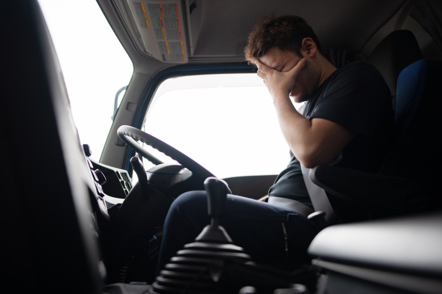 An angry trucker behind the wheel