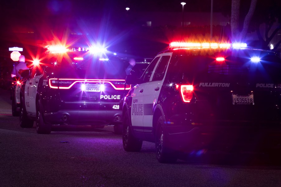 Police cars at night