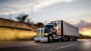 A semi-truck driving on the highway