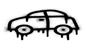 A drawing of a car using spray paint