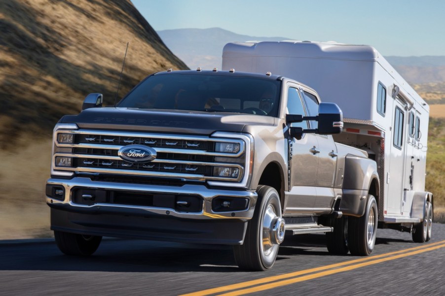 The 2023 Ford F-350 pulling a camper