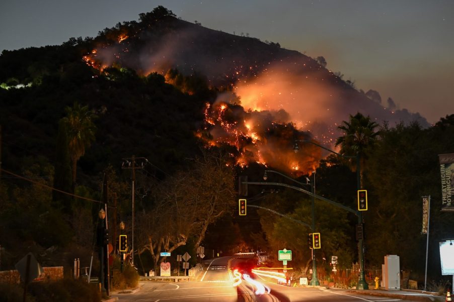 Wildfire burning above Topanga Canyon in Los Angeles