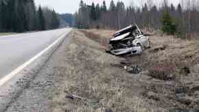 A car that crashed into a ditch